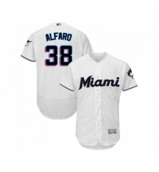 Mens Miami Marlins 38 Jorge Alfaro White Home Flex Base Authentic Collection Baseball Jersey