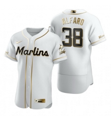 Miami Marlins 38 Jorge Alfaro White Nike Mens Authentic Golden Edition MLB Jersey