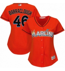 Womens Majestic Miami Marlins 46 Kyle Barraclough Authentic Orange Alternate 1 Cool Base MLB Jersey 