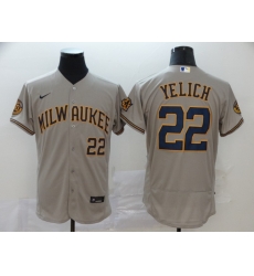 Brewers 22 Christian Yelich Gray Nike 2020 Flexbase Jersey 2