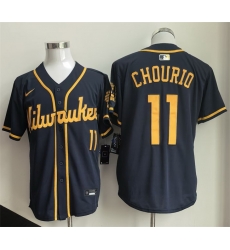 Men Milwaukee Brewers 11 Jackson Chourio Navy 2025 Cool Base Stitched Baseball Jersey Men Milwaukee Brewers 11 Jackson Chourio Navy 2025 Cool Base Stitched Baseball Jersey
