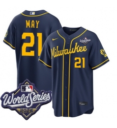 Men Milwaukee Brewers 21 Dustin May Nike Alternate 2026 World Series Stitched Baseball Jersey