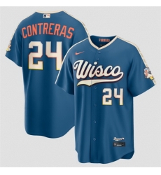 Men Milwaukee Brewers  24 William Contreras Mineral Blue 2026 City Connect Stadium Stitched Baseball Jersey