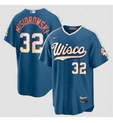 Men Milwaukee Brewers  32 Jacob Misiorowski Mineral Blue 2026 City Connect Stadium Stitched Baseball Jersey