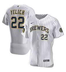 Men Milwaukee Brewers Christian Yelich Men Nike White Home 2020 Flex Base Player MLB Jersey