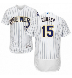 Mens Majestic Milwaukee Brewers 15 Cecil Cooper White Home Flex Base Authentic Collection MLB Jersey