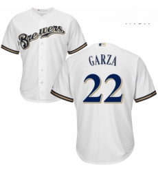 Mens Majestic Milwaukee Brewers 22 Matt Garza Replica White Home Cool Base MLB Jersey