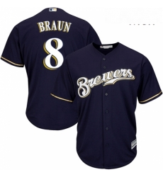 Mens Majestic Milwaukee Brewers 8 Ryan Braun Replica Navy Blue Alternate Cool Base MLB Jersey