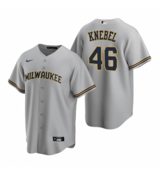 Mens Nike Milwaukee Brewers 46 Corey Knebel Gray Road Stitched Baseball Jersey