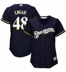 Womens Majestic Milwaukee Brewers 48 Boone Logan Replica White Alternate Cool Base MLB Jersey 