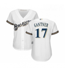 Womens Milwaukee Brewers 17 Jim Gantner Replica White Alternate Cool Base Baseball Jersey 