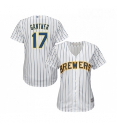 Womens Milwaukee Brewers 17 Jim Gantner Replica White Home Cool Base Baseball Jersey 