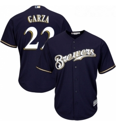 Youth Majestic Milwaukee Brewers 22 Matt Garza Authentic Navy Blue Alternate Cool Base MLB Jersey