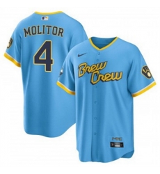 Youth Milwaukee Brewers 4 Paul Molitor 2022 Powder Blue City Connect Stitched Jersey