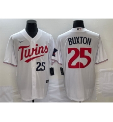 Men Minnesota Twins 25 Byron Buxton White Cool Base Stitched Jersey