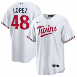 Men Minnesota Twins 48 Jorge L F3pez White Cool Base Stitched Jersey