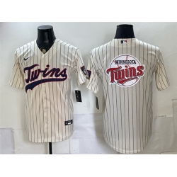Men Minnesota Twins Team Big Logo Cream 2026 Field of Dreams Stadium Stitched Baseball JerseyS