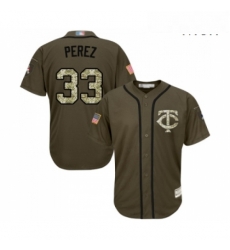 Mens Minnesota Twins 33 Martin Perez Authentic Green Salute to Service Baseball Jersey 