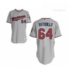 Mens Minnesota Twins 64 Willians Astudillo Replica Grey Road Cool Base Baseball Jersey 