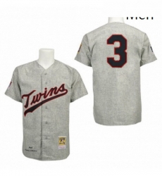 Mens Mitchell and Ness 1969 Minnesota Twins 3 Harmon Killebrew Replica Grey Throwback MLB Jersey