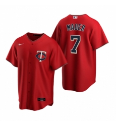 Mens Nike Minnesota Twins 7 Joe Mauer Red Alternate Stitched Baseball Jerse