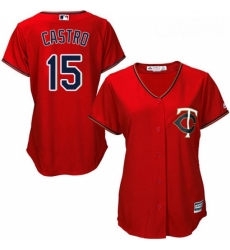 Womens Majestic Minnesota Twins 15 Jason Castro Replica Scarlet Alternate Cool Base MLB Jersey