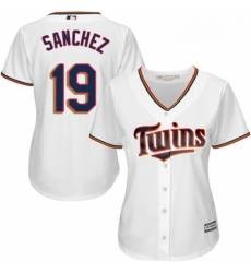 Womens Majestic Minnesota Twins 19 Anibal Sanchez Authentic White Home Cool Base MLB Jersey 