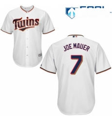 Womens Majestic Minnesota Twins 7 Joe Mauer Authentic White Home Cool Base MLB Jersey