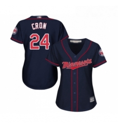 Womens Minnesota Twins 24 C J Cron Replica Navy Blue Alternate Road Cool Base Baseball Jersey 