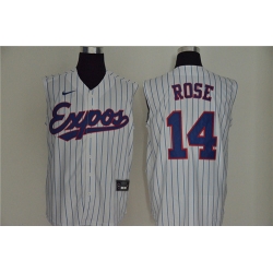 Expos 14 Pete Rose White Nike Cool Base Sleeveless Jersey