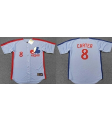 Men Montreal Expos 1981 Majestic Gary Carter Blue Away MLB Jersey