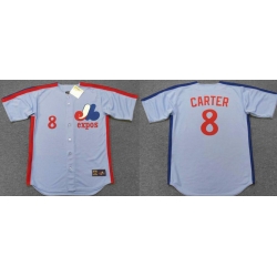 Men Montreal Expos 1981 Majestic Gary Carter Blue Away MLB Jersey