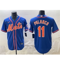 Men New York Mets  11 Jorge Polanco Blue Cool Base Stitched Baseball Jersey