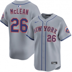 Men New York Mets  26 Nolan McLean 2026 Grey Limited Stitched Baseball Jersey