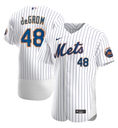 Men New York Mets 48 Jacob deGrom Men Nike White Home 2020 Flex Base Player MLB Jersey