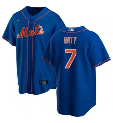 Men New York Mets 7 Brett Baty Blue Cool Base Stitched Baseball Jersey