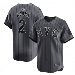 Men New York Mets Acuna #2 City Connect Stitched MLB Jersey