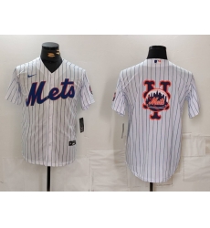 Men New York Mets White Team Big Logo Cool Base Stitched Baseball Jersey