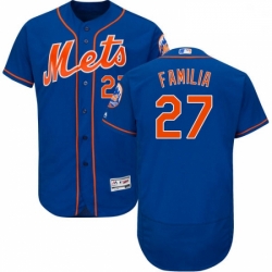 Mens Majestic New York Mets 27 Jeurys Familia Royal Blue Alternate Flex Base Authentic Collection MLB Jersey