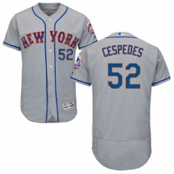 Mens Majestic New York Mets 52 Yoenis Cespedes Grey Road Flex Base Authentic Collection MLB Jersey