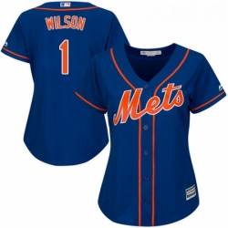 Womens Majestic New York Mets 1 Mookie Wilson Replica Royal Blue Alternate Home Cool Base MLB Jersey