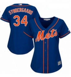 Womens Majestic New York Mets 34 Noah Syndergaard Replica Royal Blue Alternate Home Cool Base MLB Jersey