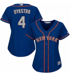 Womens Majestic New York Mets 4 Lenny Dykstra Replica Royal Blue Alternate Road Cool Base MLB Jersey