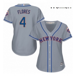 Womens Majestic New York Mets 4 Wilmer Flores Authentic Grey Road Cool Base MLB Jersey