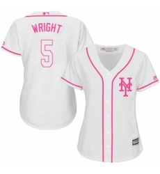 Womens Majestic New York Mets 5 David Wright Replica White Fashion Cool Base MLB Jersey