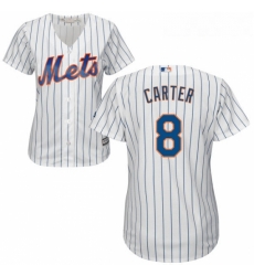 Womens Majestic New York Mets 8 Gary Carter Replica White Home Cool Base MLB Jersey