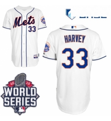 Youth Majestic New York Mets 33 Matt Harvey Replica White Alternate Cool Base 2015 World Series MLB Jersey