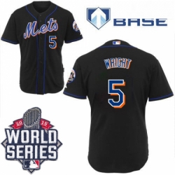 Youth Majestic New York Mets 5 David Wright Authentic Black Cool Base 2015 World Series MLB Jersey