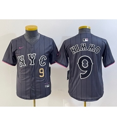 Youth New York Mets 9 Brandon Nimmo Graphite 2024 City Connect Limited Stitched Baseball Jersey 9