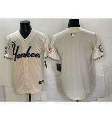 Men New York Yankees Blank Cream Limited Stitched Baseball Jersey